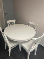 Uitschuifbare tafel + 4 stoelen (IKEA), Gebruikt, Ophalen
