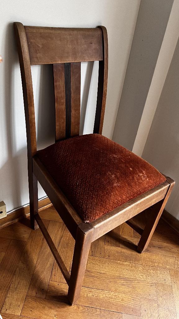 Chaises (4) vintage (art déco hollandais), Maison & Meubles, Chaises, Utilisé, Quatre, Bois, Rouge, Enlèvement