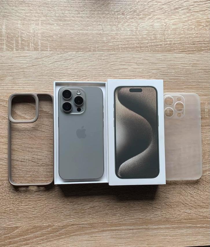 IPhone 15 Pro 128gb Naturel titanium, Telecommunicatie, Mobiele telefoons | Hoesjes en Screenprotectors | Apple iPhone, Zo goed als nieuw