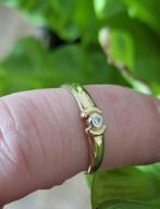 14 karaat gouden dames ring van geelgoud met 0,02 diamant💎, Gebruikt, Ophalen of Verzenden, Kleiner dan 17, Met edelsteen