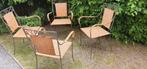 4 Smeedijzer frame stoelen met bamboe, Ophalen, Zo goed als nieuw, Metaal
