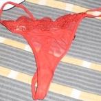 Kanten oranje string maat M, Kleding | Dames, Ondergoed en Lingerie, Ophalen of Verzenden, Oranje, String