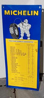 Enseigne publicitaire ancienne Michelin Tire Pressure 1969, Enlèvement ou Envoi, Comme neuf, Panneau publicitaire