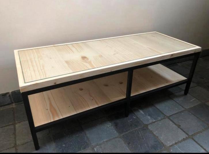 Tafel salontafel TV meubel, Huis en Inrichting, Tafels | Sidetables, Nieuw, Overige houtsoorten, Glas, Metaal, Ophalen