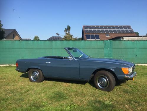 Mercedes 450SL handgeschakeld retromod, Auto's, Mercedes-Benz, Particulier, SL, Benzine, Cabriolet, 2 deurs, Handgeschakeld, Blauw