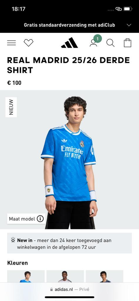 Real Madrid 2025/2026, Sport en Fitness, Voetbal, Shirt, Verzenden
