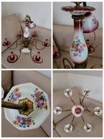 Vintage 6-armige handgeschilderde porseleinen kroonluchter, Huis en Inrichting, Ophalen, Zo goed als nieuw, Italiaanse stijl