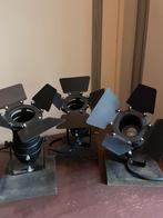 Vintage zwarte theater/film spotlights - met stekker, Ophalen, Gebruikt, Metaal of Aluminium, Plafondspot of Wandspot