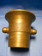 Zware oude koperen vijzel+handspiegeltje+kaarsenpan+tafelbel, Ophalen of Verzenden, Koper