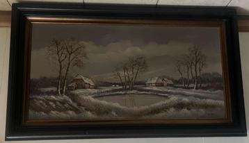 Prachtig Winterlandschap Schilderij door P. Heyden beschikbaar voor biedingen