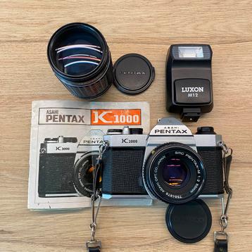 Pentax K1000, Pentax 50mm f2, 135mm f2.5*zo goed als nieuw beschikbaar voor biedingen