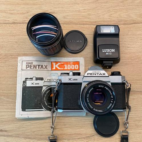 Pentax K1000, Pentax 50mm f2, 135mm f2.5*zo goed als nieuw, Audio, Tv en Foto, Fotocamera's Analoog, Zo goed als nieuw, Spiegelreflex
