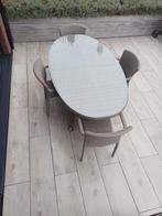 Tuinterras Ovale tuintafel + 4 stoelen Hoog kwaliteit., Tuin en Terras, Ophalen, Zo goed als nieuw
