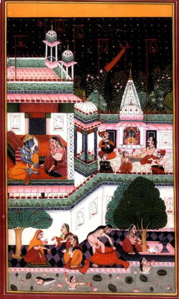 De Barahmasa 12 Indiase miniatuurschilderijen oud papier