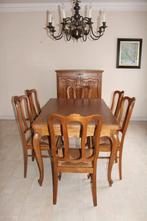 Table avec 6 chaises, 100 à 150 cm, Klassiek, hout, Cinq personnes ou plus, Enlèvement