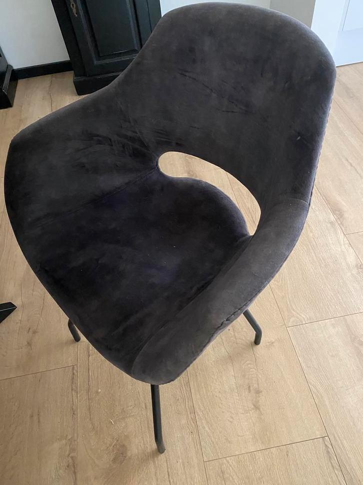 4 Stoelen fluweel topkwaliteit, Huis en Inrichting, Stoelen, Gebruikt, Vier, Stof, Grijs, Ophalen