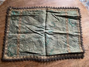Napperon baroque vert bords marrons 58x40cm vintage ancien 6 disponible aux enchères