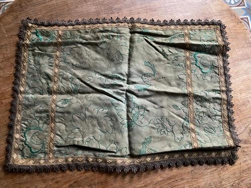 Barokke placemat groen met bruine randen 58x40cm oud vintage, Antiek en Kunst, Antiek | Tapijten, Tafelkleden en Textiel, Verzenden