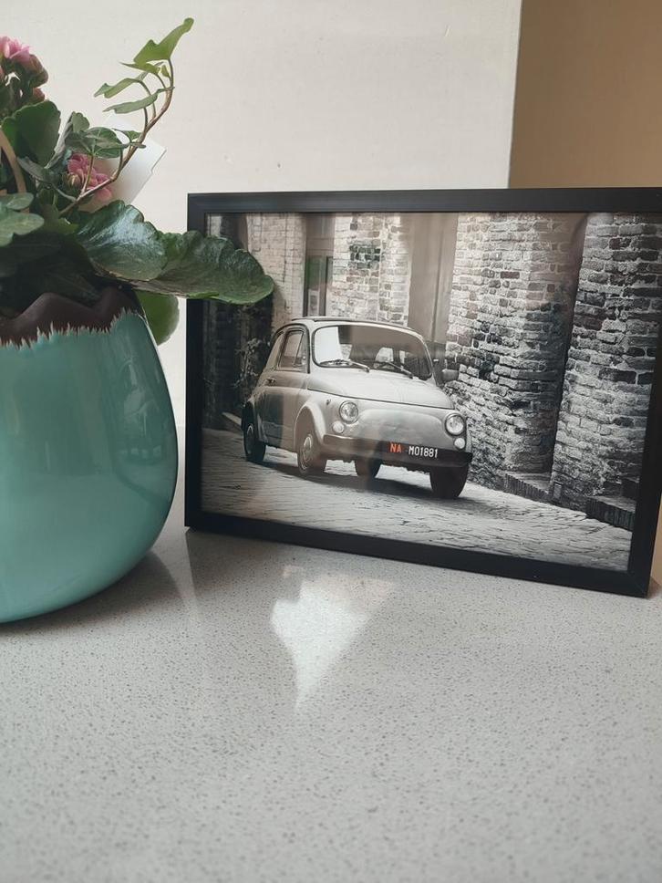 Cadre déco Fiat 500 vintage – format 15x20 cm, Huis en Inrichting, Woonaccessoires | Schilderijen, Tekeningen en Foto's, Zo goed als nieuw