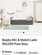 BOPITA bed 90x200 cm grey met lade, Sommier à lattes, Enlèvement, 180 cm ou plus, 85 à 100 cm