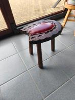 Tabouret Tripode Brutaliste en bois avec cuir, années 60, Enlèvement