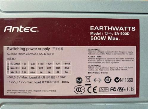 Antec Earthwatts EA-500D, Computers en Software, Interne voedingen, Zo goed als nieuw, Ophalen