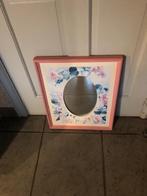 Miroir ovale dans un cadre en rose., Moins de 50 cm, Utilisé, Enlèvement ou Envoi, Moins de 100 cm