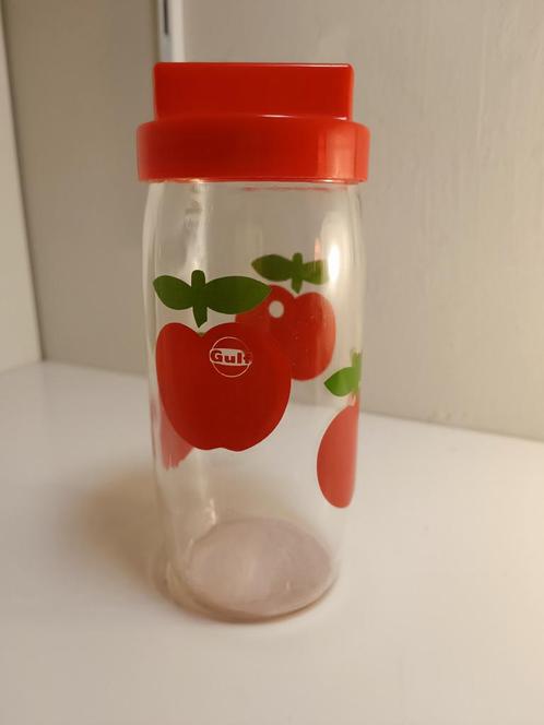 Vintage glazen pot met appelmotieven — Gulf, Verzamelen, Retro, Ophalen