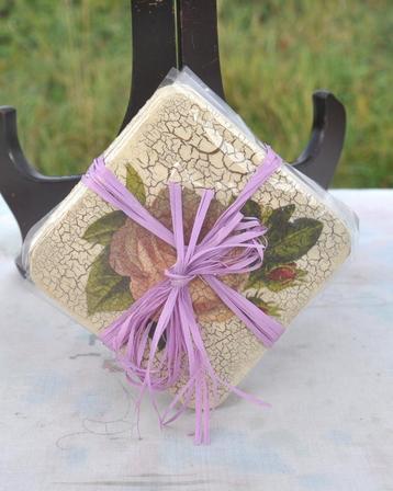 6 sous verre en bois decor de fruits  beschikbaar voor biedingen