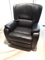 Zwart lederen relaxzetel (elektrisch), Ophalen, Zo goed als nieuw, 75 tot 100 cm, 75 tot 100 cm