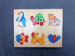 Retro houten vormenpuzzel met 6 dieren, Minder dan 10 stukjes, 6 maanden tot 2 jaar, Zo goed als nieuw, Ophalen