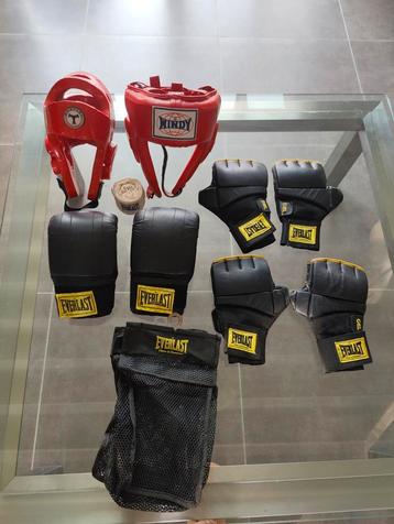 3 paar boxhandschoenen & wrapper Everlast +2xhoofdbeschermer beschikbaar voor biedingen