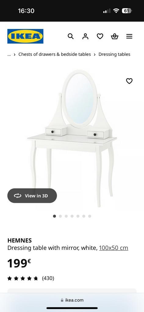 Dressing table with mirror and stool, Maison & Meubles, Tables | Coiffeuses, Comme neuf, 100 à 150 cm, 100 à 150 cm, Autres matériaux