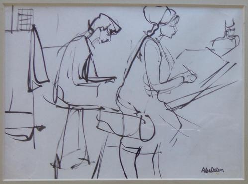 ALBERT DE DEKEN / ACADEMIE A'PEN / ORIGINEEL / 43x54cm KADER, Antiek en Kunst, Kunst | Schilderijen | Modern, Ophalen of Verzenden