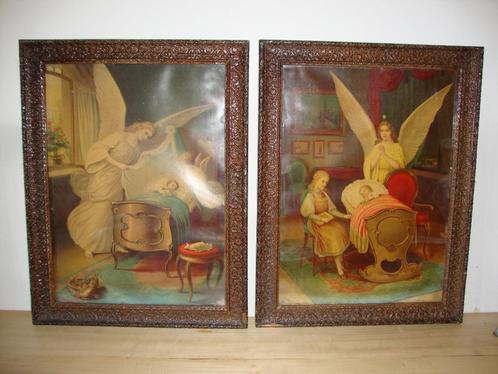 ***STEL OUDE KADERS MET ENGELEN TAFEREEL***, Huis en Inrichting, Woonaccessoires | Wanddecoraties, Gebruikt, Ophalen