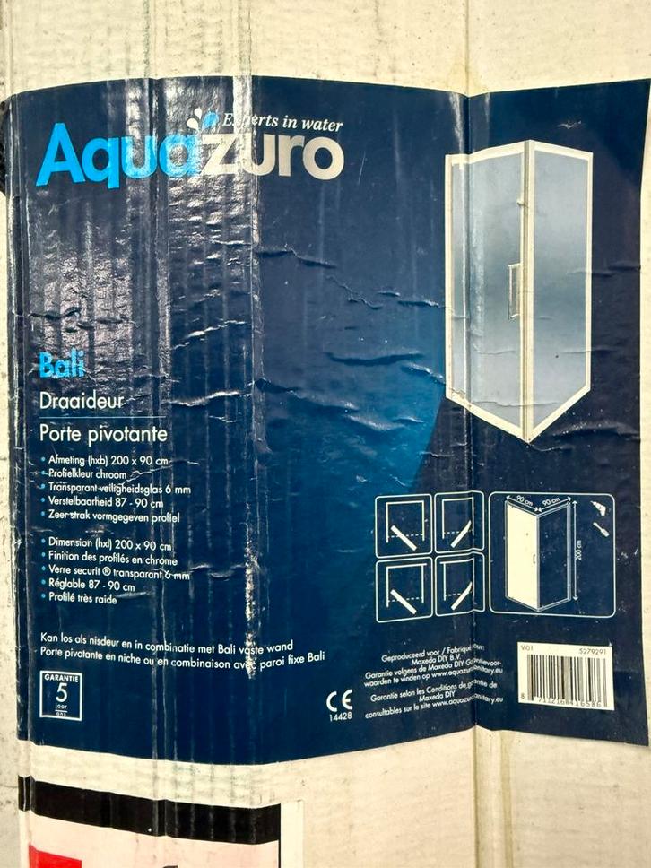 Porte de douche pivotante  – 200 x 90 cm – Neuve, Doe-het-zelf en Bouw, Sanitair, Nieuw, Douche, Ophalen