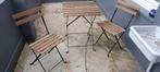 Table bistro + 2 chaises +2 galettes, Jardin & Terrasse, Tables de jardin, Enlèvement, Utilisé, Carré, Métal