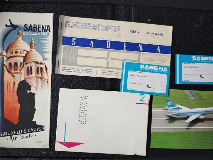 Air route dépliant Sabena aviation avion Belgique, Verzamelen, Sabenasouvenirs, Gebruikt, Verzenden