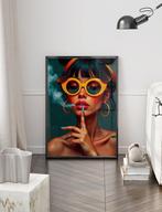 Uniek XXL Glasschilderij | Yellow Sunglasses - 6 sizes, Oorspronkelijke maker, Verzenden, Nieuw, 125 cm of meer
