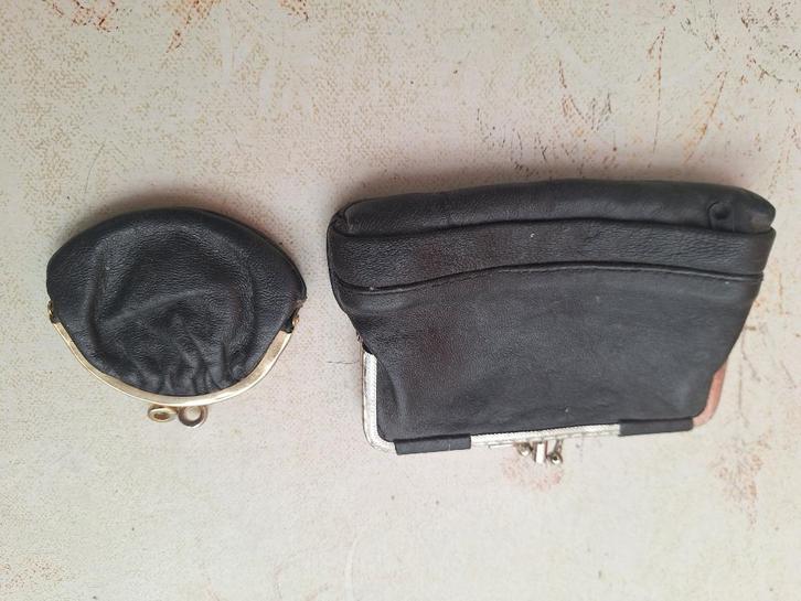 Vintage portemonnaie en geldbeugel, Handtassen en Accessoires, Portemonnees, Zo goed als nieuw, Zwart, Leder, Ophalen