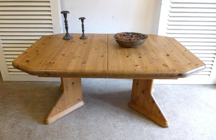 Mooie deense uitschuifbare brutalistische eettafel 160- 210, Maison & Meubles, Tables | Tables à manger, Comme neuf, 50 à 100 cm