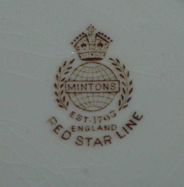 RED STAR LINE DESSERTBORDJE MINTON 2E KLAS CA 1925, Verzamelen, Scheepvaart, Zo goed als nieuw, Gebruiksvoorwerp, Motorboot of Zeilboot