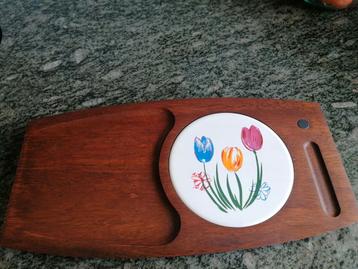 Vintage houten kaasplankje & charcuterie / jaren 70  beschikbaar voor biedingen
