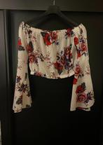 witte top met bloemen, Kleding | Dames, Topjes, Verzenden, Wit, Maat 46/48 (XL) of groter, Zo goed als nieuw