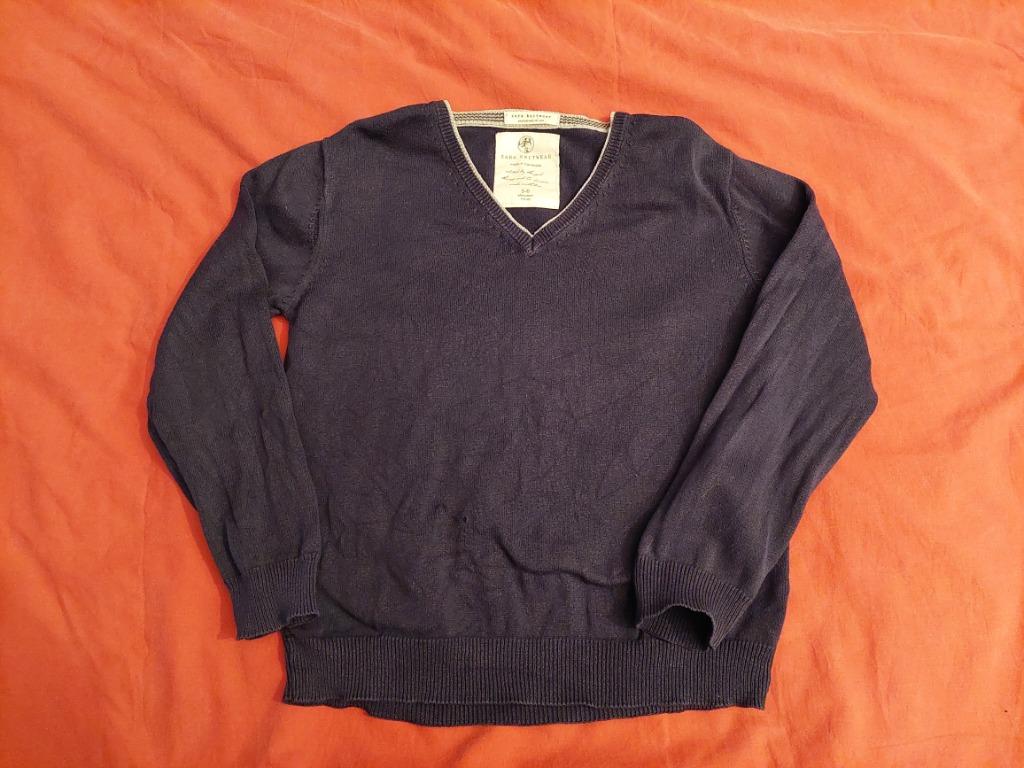 Pull 6 ans ZARA bleu marine col V, Ophalen, Gebruikt, Jongen of Meisje, Trui of Vest