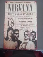 Metalen reclamebord Nirvana. Afmeting 20 bij 30 cm., Zo goed als nieuw, Verzenden