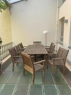 Terras tafel en stoelen teak, Tuin en Terras, Ophalen, Gebruikt