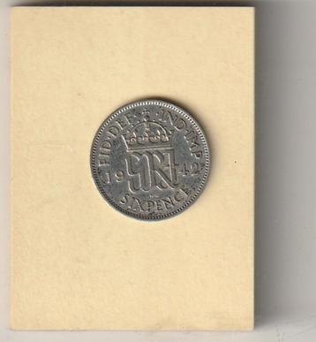 munt van Engeland van het jaar 1942 Sixpence in het zilver , beschikbaar voor biedingen