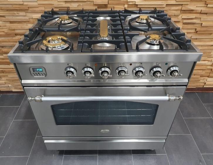🔥Luxe Boretti Fornuis 80cm rvs klassiek 1 oven 5 pits, Elektronische apparatuur, Fornuizen, Zo goed als nieuw, Vrijstaand, Gas