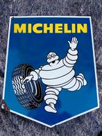 Dubbelzijdig emaille reclamebord Michelin, Verzamelen, Ophalen of Verzenden, Zo goed als nieuw, Reclamebord